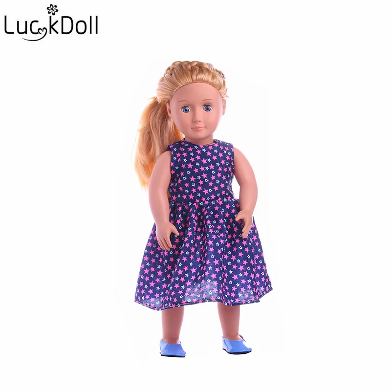 LUCKDOLL фиолетовое и синее платье для 18 дюймов американские кукольные аксессуары