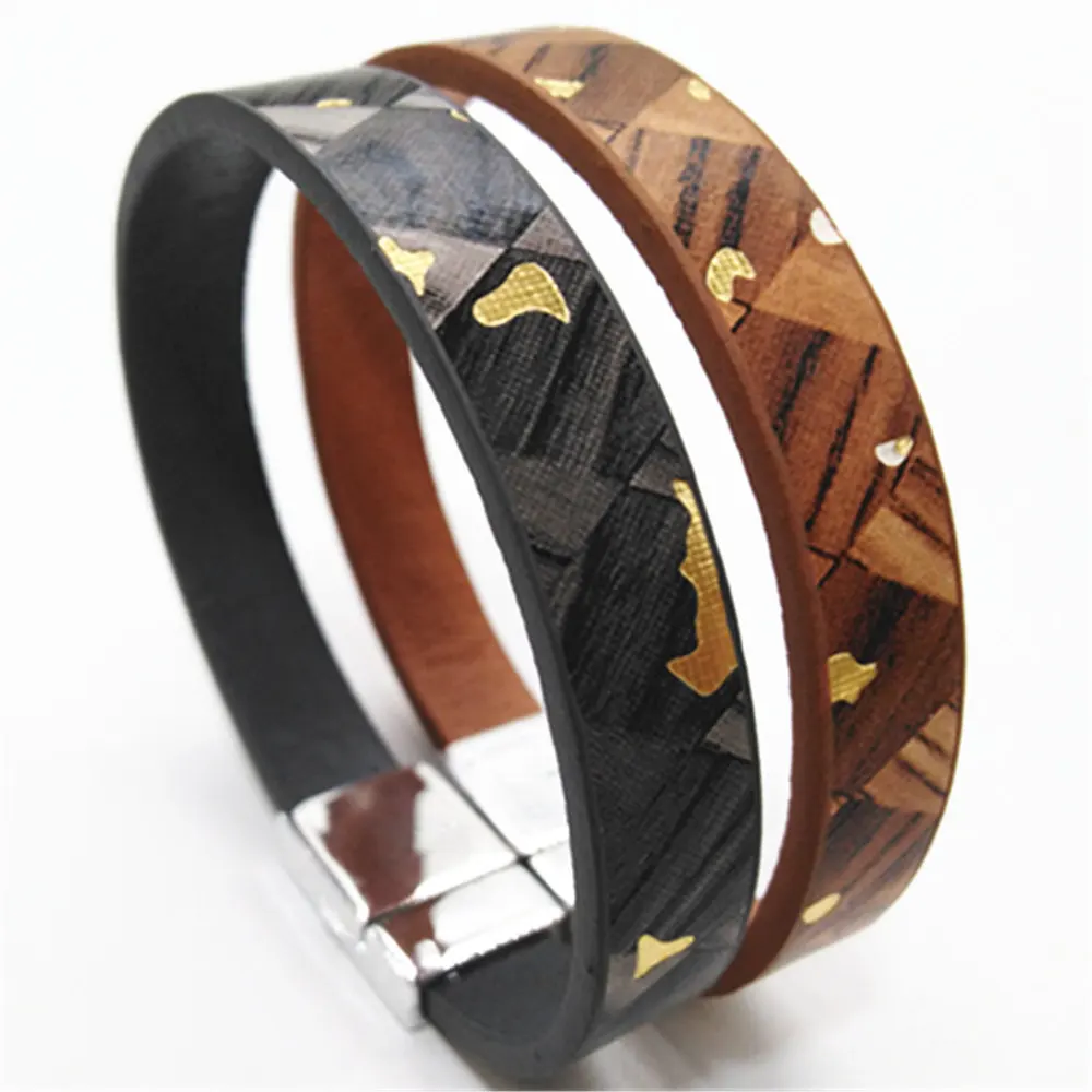Retro Wristband Handmade Vintage Leather Men Bracelets Women Cuff Bangle male Party Jewelry Gift Black Brown | Украшения и