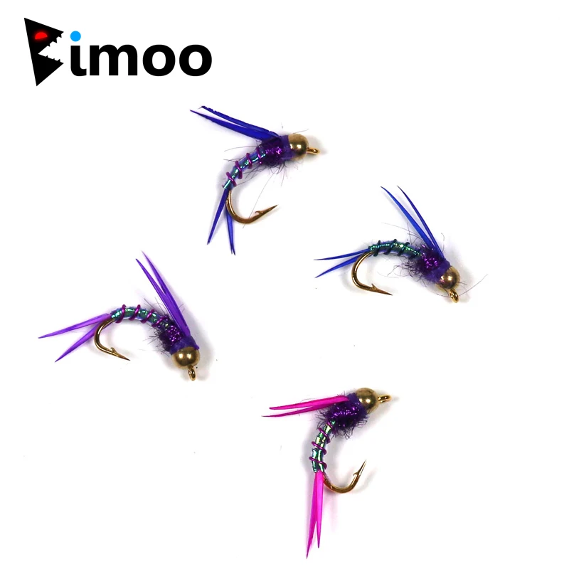 Bimoo 6 шт. #12 Psycho Prince Nymph Crazy Purple Fly яркие латунные шариковые головки рыболовные