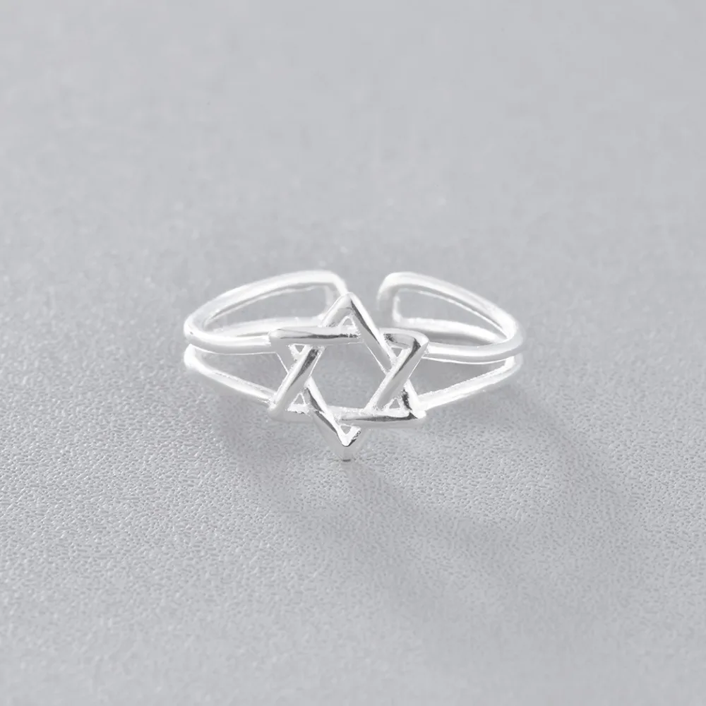 Kinitial Fashion Retro Twist Star Rings David of Ring for Women Wedding Adjustable Finger Hexagonal Jewelry | Украшения и