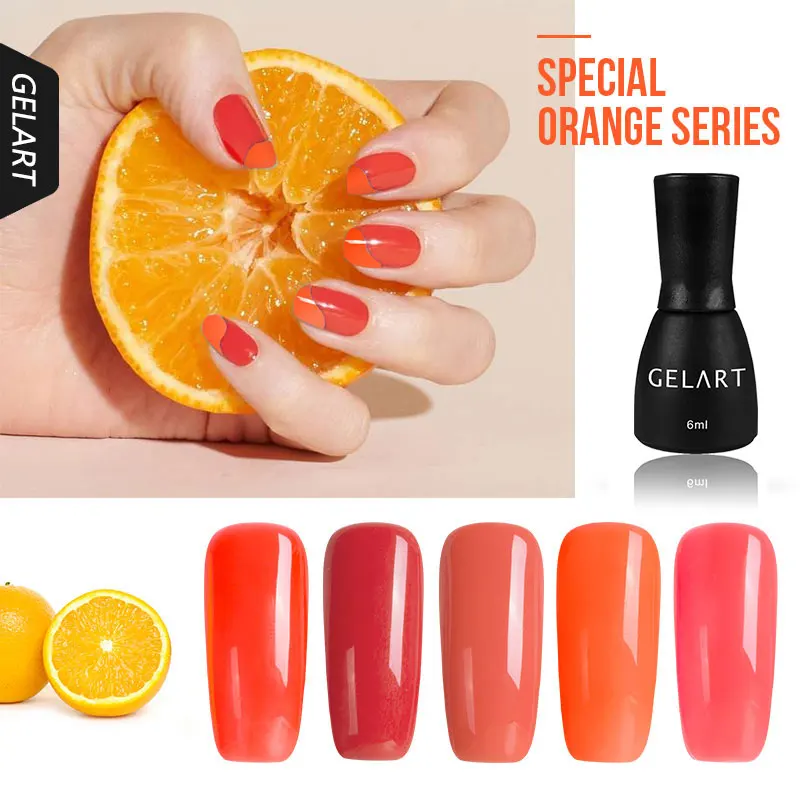 6 ML Nail Art Salon Design Red + Orange Gel Polish Soak off UV LED Varnish [Pick 2 colors can get free nail tips guides] |