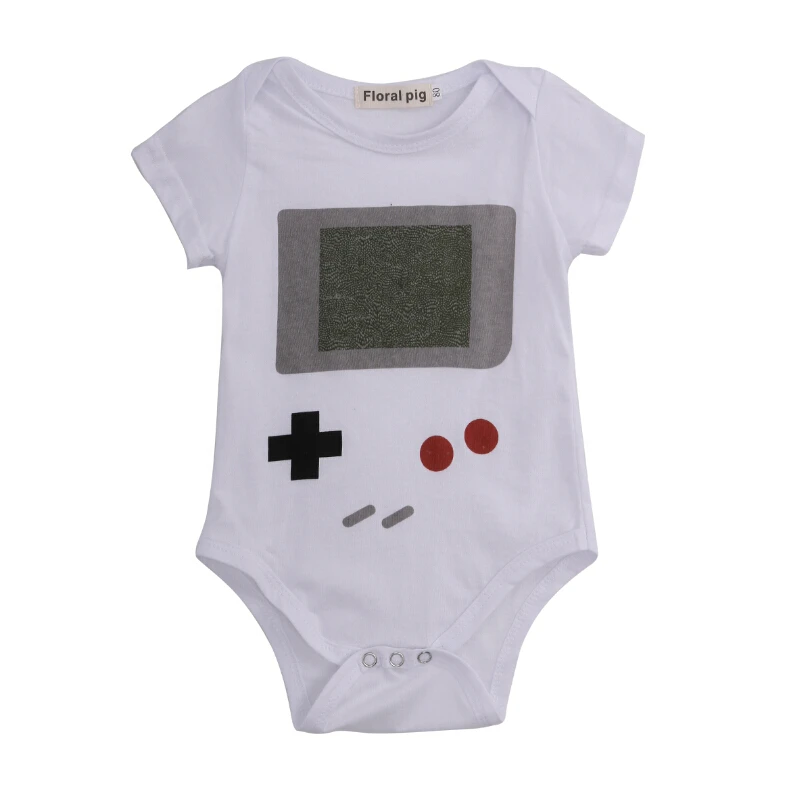 Хлопковые боди для маленьких мальчиков и девочек с рисунком игры белая Милая