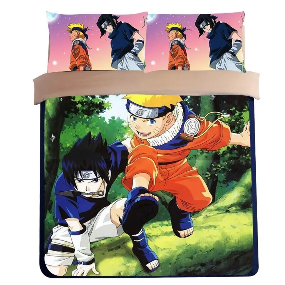 

Japanese Anime Bedding Sets Twin full Queen King Size Flat Bed Sheets Duvet Cover pillowcase Children Teen Boy ninja Bedroom Set