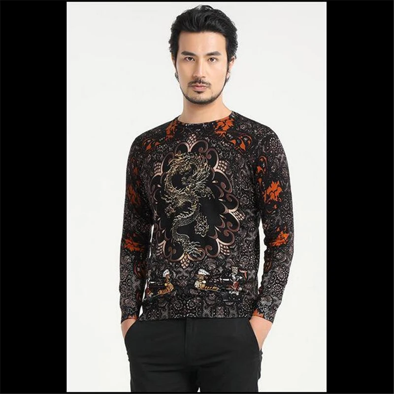 

Chinese style personalized animal print pattern high-quality sweater 2016 Autumn&Winter new arrival fashion sweater men M-3XL