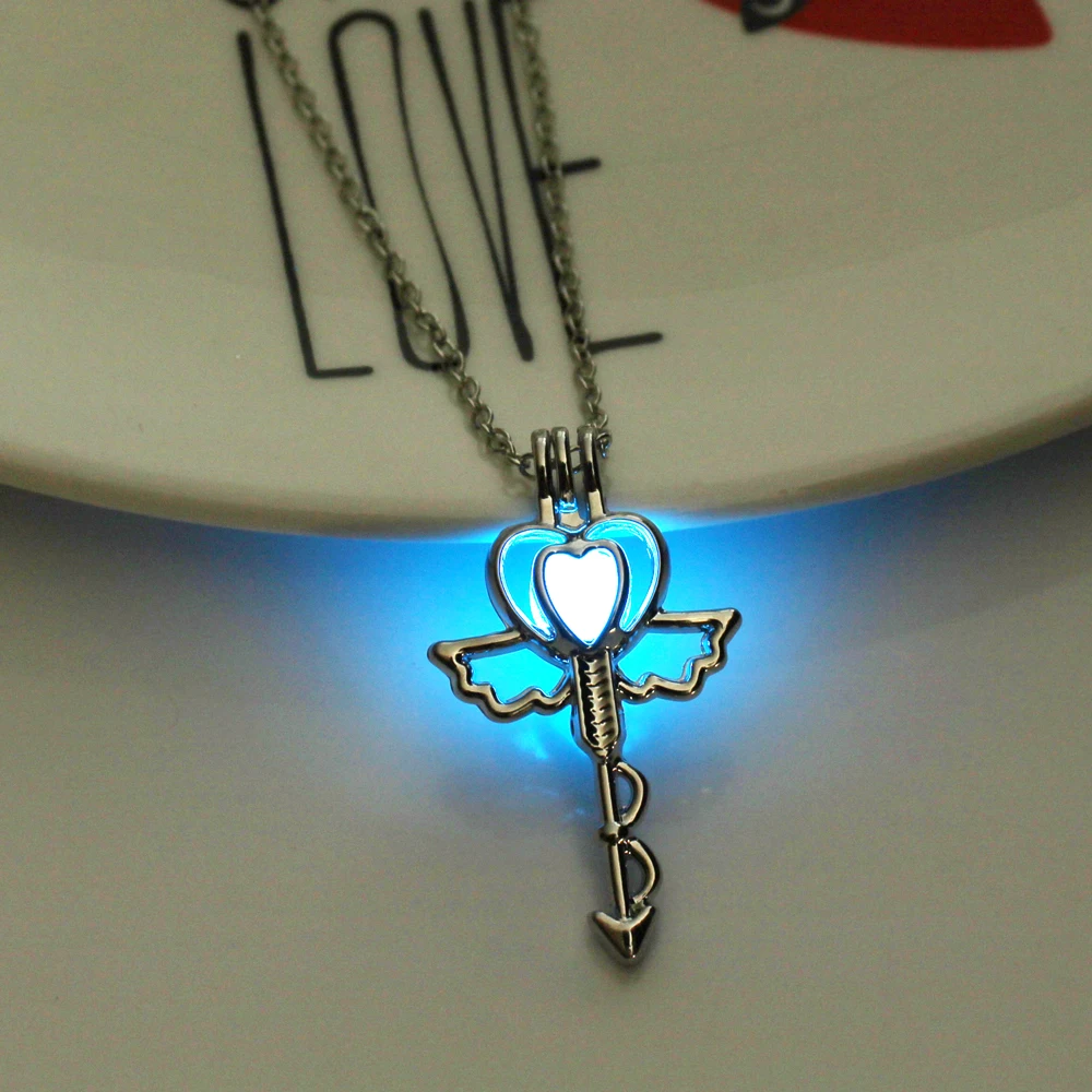 2019 New Luminous Stone Love Heart Necklace Women Fashion Glow in the Dark Pendant Necklaces Trendy Pendants Jewelry | Украшения и