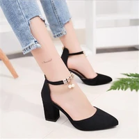 hot dress shoes high heels boat shoes wedding shoes tenis feminino summer women shoes pointed toe pumps side with pearl 7 5cm