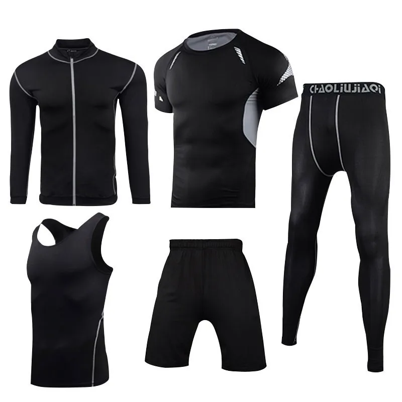 Men sportswear-SS1 Мужская спортивная одежда, эластичные спортивные костюмы, дышащий спортивный костюм для пробежек, тренировок, спортзала, фитнеса, тренировки, одежда для быстросохнущего бега, мужской комплект - Цвет: Men sportswear-SS1