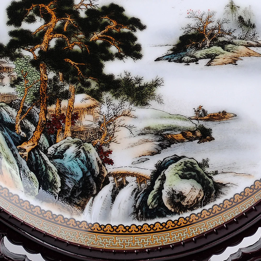 Цзиндэчжэнь Керамика Пастель Пейзаж Живопись Пластины Речной Воды Декоративная