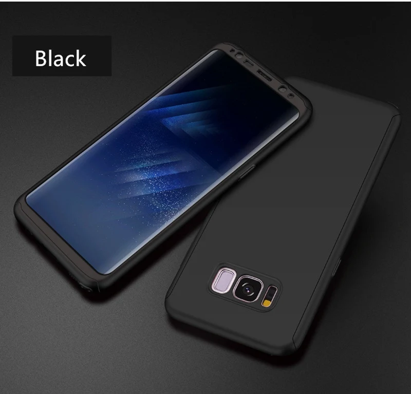 black 360 Полный Чехол для samsung s10 5G Note10 Pro s9plus s8plus Жесткий ПК чехол КРЫШКА ДЛЯ samsung Galaxy s8 s9 s10 плюс A20 A50 M20 чехол - Цвет: black