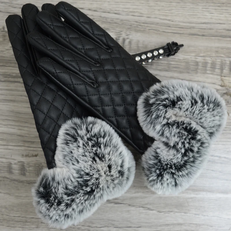 Женские кожаные перчатки 2019 термальные мягкие внутри зимние женские меховые