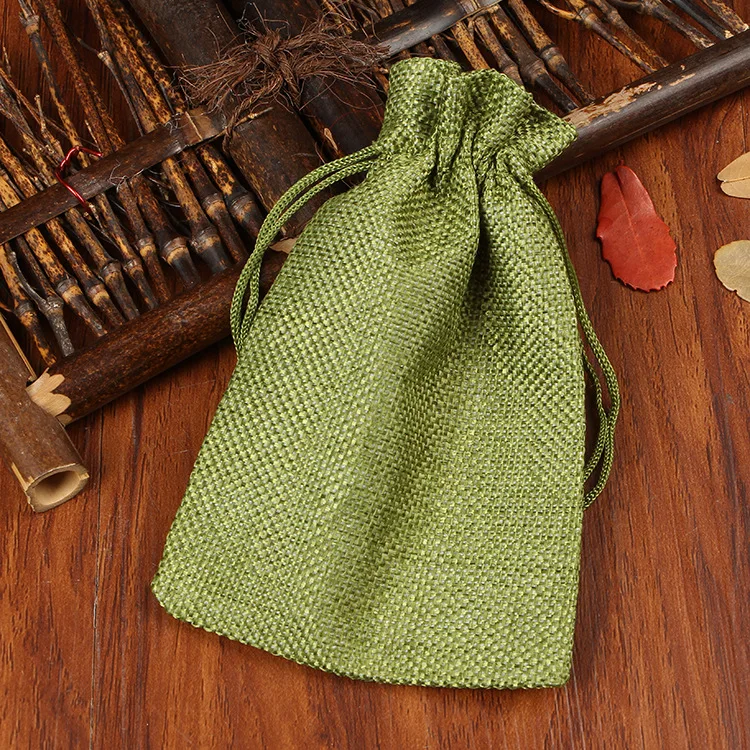Army green Горячая Распродажа, 100 шт., 7x9, 10x14, 13x18 см, маленькие джутовые сумки для конфет, браслетов, ювелирных изделий, мешков, льняных мешков для подарков, мешков - Color: Army green