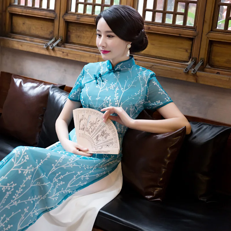 Горячая Китайский Qipao женская Одежда Лучшие Качества С Коротким Рукавом Cheongsam