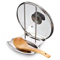 1pcs kitchen accessories stainless steel pot lid shelf kitchen organizer pan cover lid rack stand sponge spoon holder dish rack