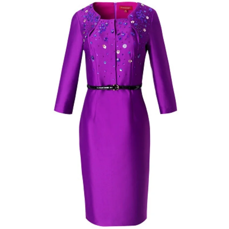 Pencil Office Lady Slim dress Spring 2019 new Women ladies Party Dress Plus Size Vintage Empire beading Career OL dresses 3XL | Женская