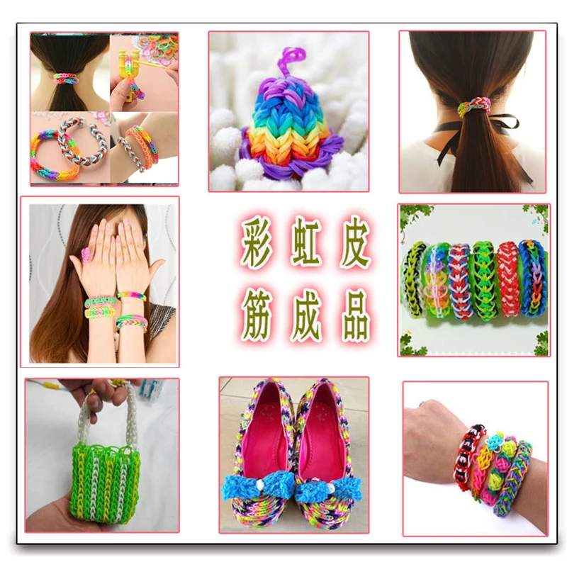 Bandas de goma para telar para ni&ntilde;a, regalo para ni&ntilde;a, banda el&aacute;stica para tejer, pulsera de encaje, goma de juguete para pulseras, conjunto de material artesanal, 600 Uds.-3