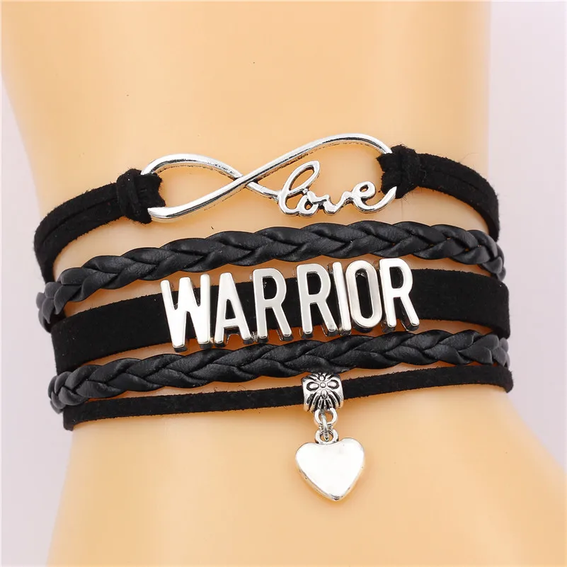 Мужской браслет с надписью Infinity Love WARRIOR кожаные браслеты ручной работы