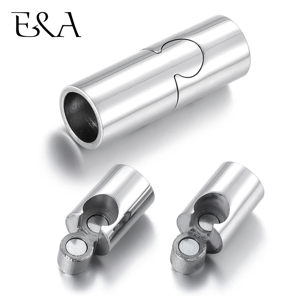 

4pieces Stainless Steel Magnetic Clasp Hole 6mm Mirror Polish Leather Cord Clasps Buckle DIY Bracelet Jewelry Making Components