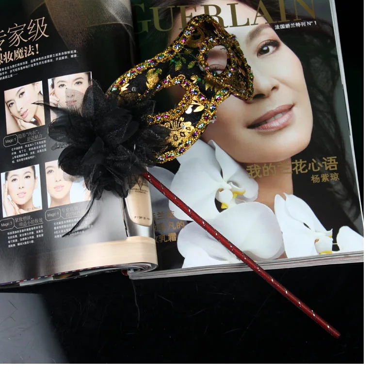 100 шт./лот вечерние няя маска ручной работы с палочкой Свадебная Венецианская