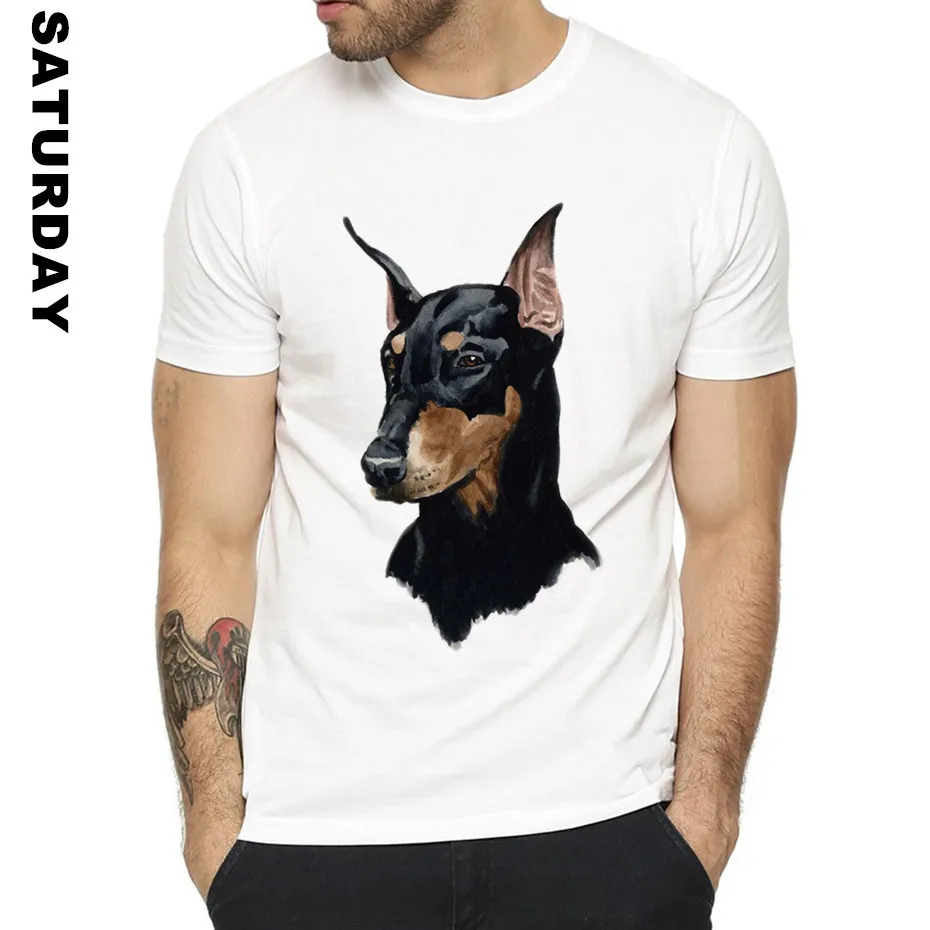 Doberman дизайн забавная футболка для мужчин и женщин унисекс Удобная дышащая