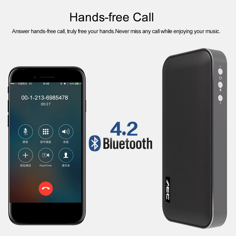 Bluetooth Колонка AEC 4 2 Super Bass водонепроницаемая TF карта громкая связь аккумулятор 2500