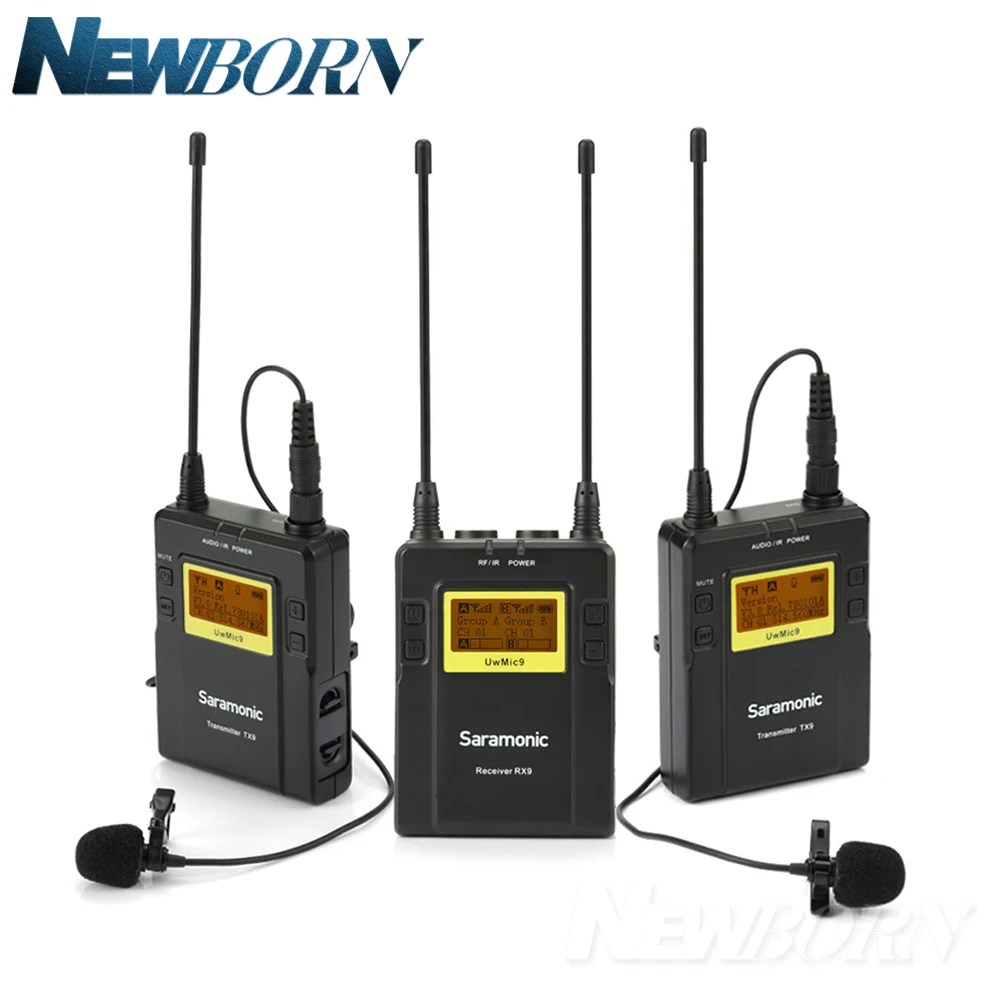 Saramonic UWMIC9 вещания UHF камера Беспроводные ПЕТЛИЧНЫЕ микрофонные системы Передатчики+ один приемник для DSLR видеокамеры