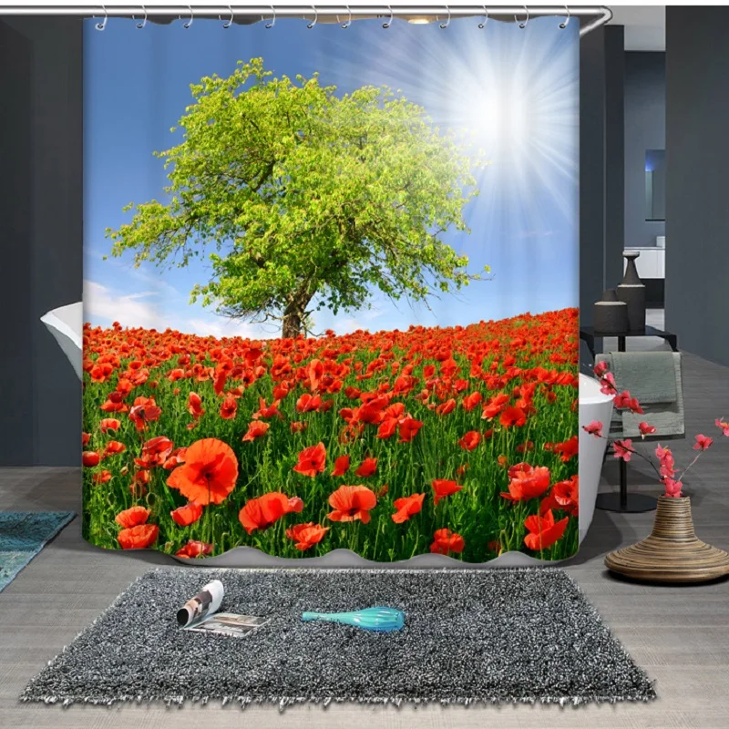 Современная Водонепроницаемая занавеска из полиэстера с 3D принтом красивых