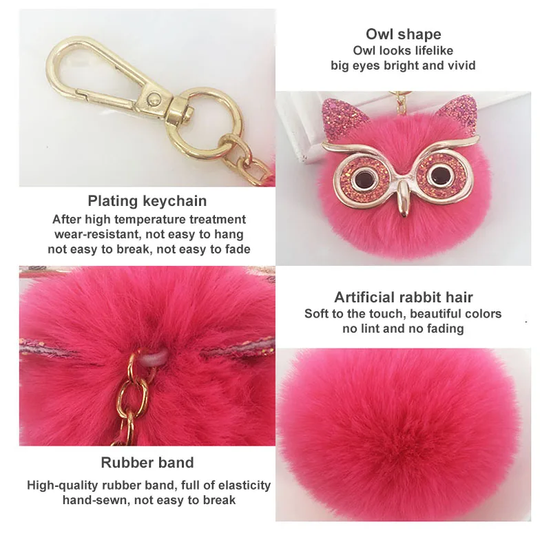 Брелок для ключей с помпоном новинка брелок большими глазами в виде совы меховым