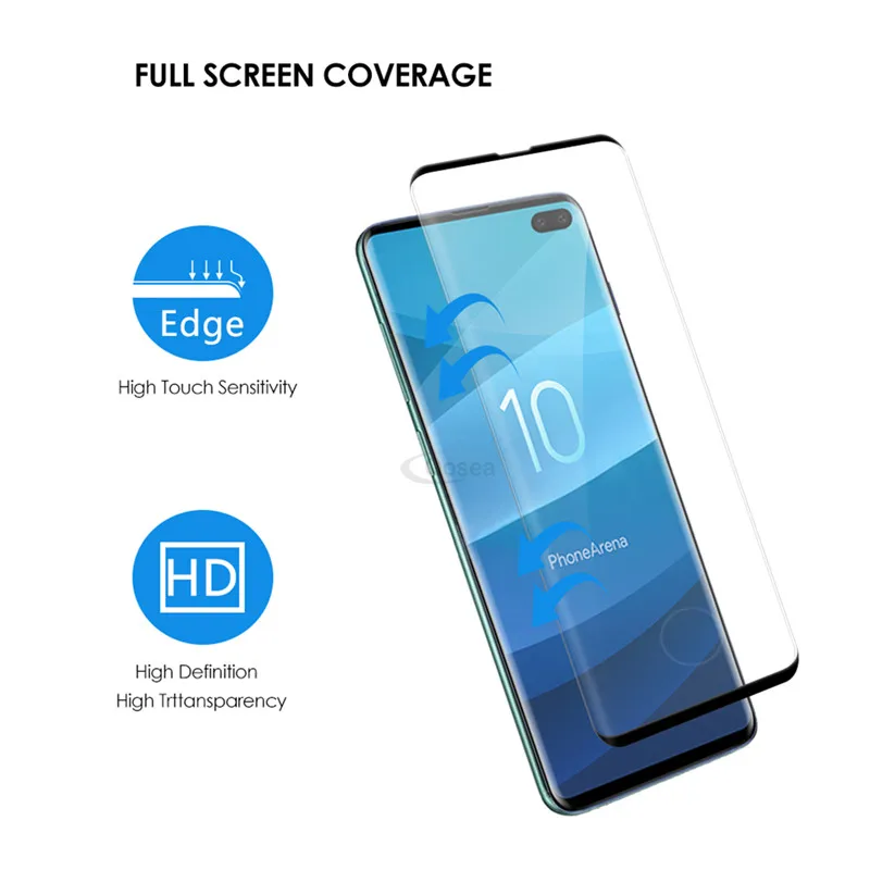 Qosea 10 шт закаленное стекло для экрана телефона протектор Samsung Galaxy S10 S10E 9H 4D полное