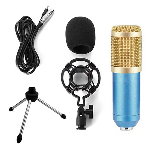 blue and tripod BM800 конденсаторный звук микрофон профессиональный с амортизатором для записи комплект KTV Караоке BM 800 микрофон радио Baodcasting - Цвет: blue and tripod