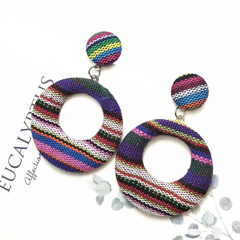 round colorful 1 New Dangle Big Round Earrings For Women Fashion Handmade Square Geometric Earrings Statement Drop Earrings - Окраска металла: round colorful 1