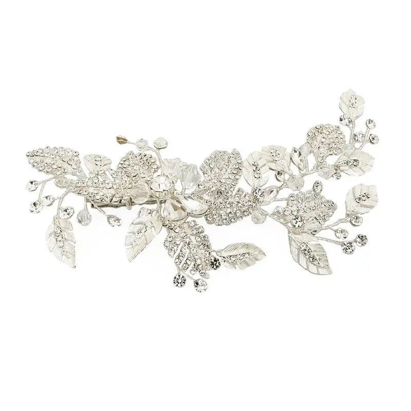 2019 New Luxurious Silver Leaf Crystal Bridal Hairpin Rhinestone Headband Headpiece Hair Ornaments Tiara Wedding Jewelry | Украшения и