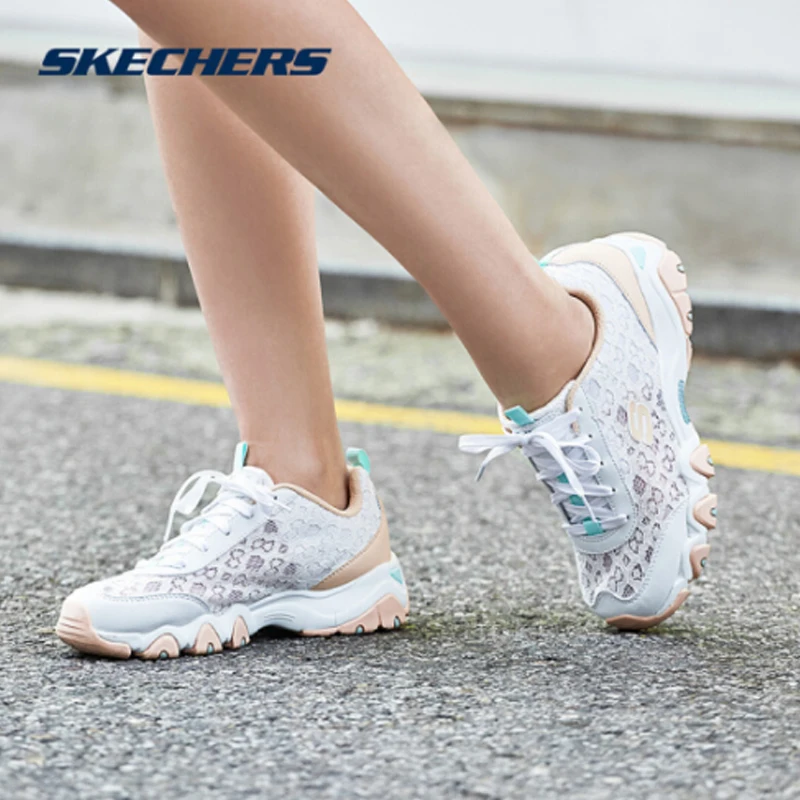 Женская обувь Skechers Летняя Повседневная дышащая на платформе с кружевным узором
