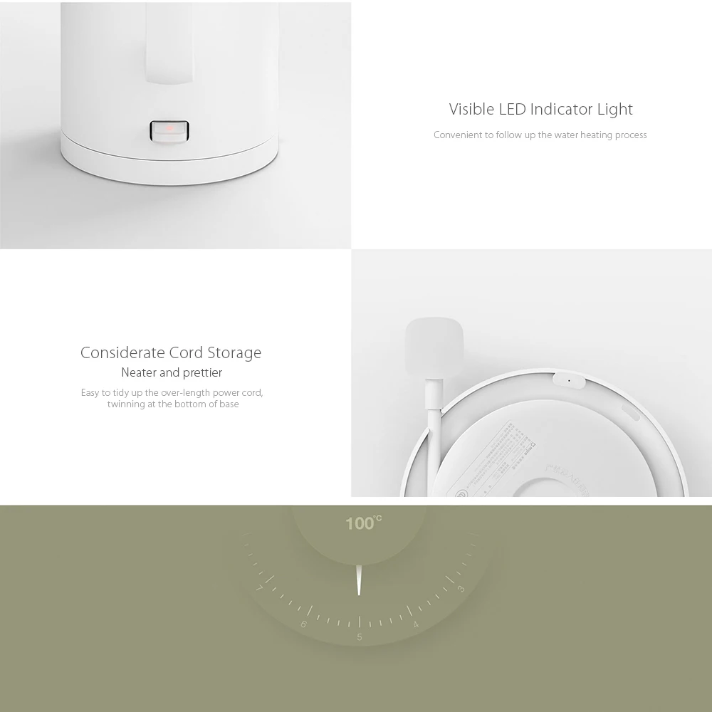 Xiaomi Mijia Mi 1.5L электрический чайник для воды с автоматическим отключением защиты 304