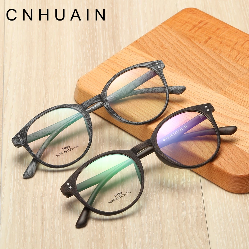 CNHUAIN Round Eyeglasses Men Brand Optical Frames Clear lens Female Eye Glasses For Women TR90 Spectacle Frame Myopia | Аксессуары для