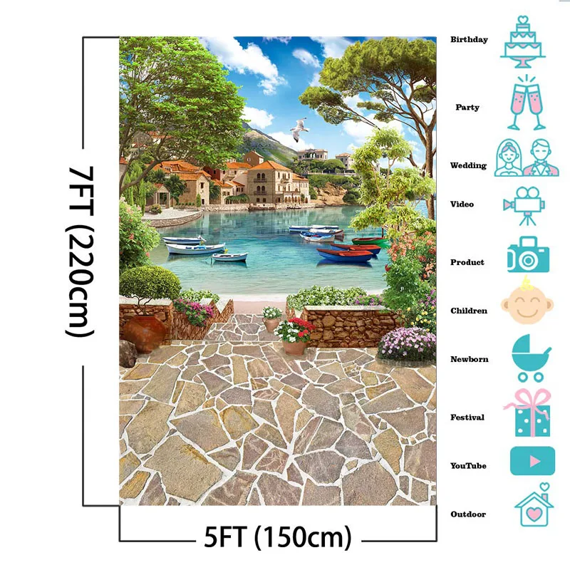 Фон для фотосъемки с изображением летних тропических пейзажей роскошный курорт