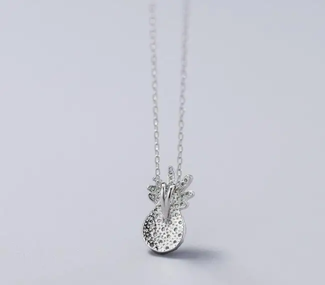 Authentic 100% REAL. 925 Sterling Silver fINE Jewelry Fruit Green pineapple pendant Necklace zirconia GTLx1774 | Украшения и