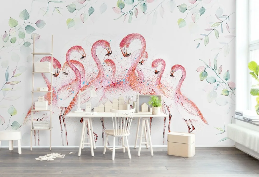 

[Self-Adhesive] 3D Flamingo Group Flower 14 Wall Paper mural Wall Print Decal Wall Murals