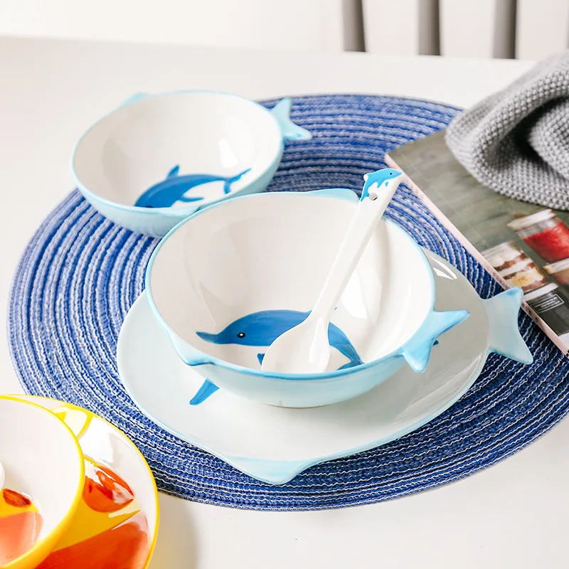 Милые картонные блюда 4 дизайна панда Дельфин Клоун Рыба Жираф фарфоровые