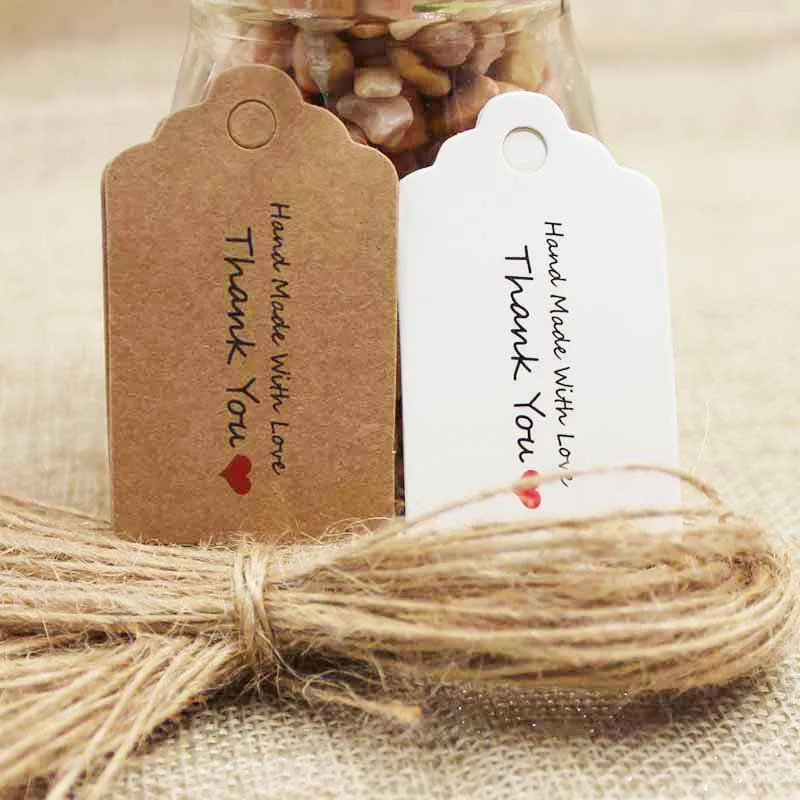 ZerongHandmade gift card tag.5*3cm kraft wedding tag DIY Candy /wedding display 5*3cm50pcs+50 string | Украшения и аксессуары