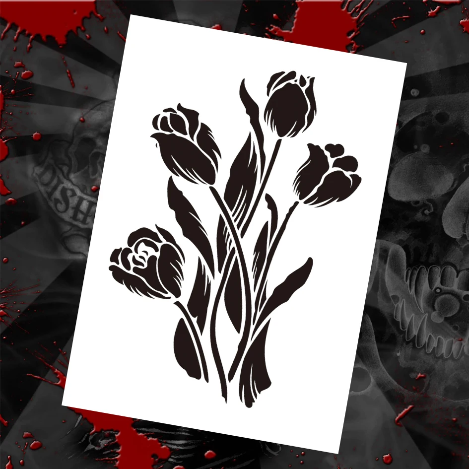 Colopaint Аэрограф шаблоны трафарет BPS 010 тюльпаны цветы ворс живопись шаблоны|airbrush