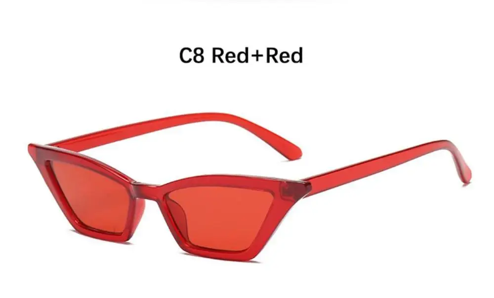 C8 red red Маленькие солнцезащитные очки в стиле ретро, унисекс, прямоугольные, новинка, очки, прозрачные, розовые оттенки, для женщин, 90 s, крошечные дизайнерские солнцезащитные очки, сексуальные - Цвет линз: C8 red red