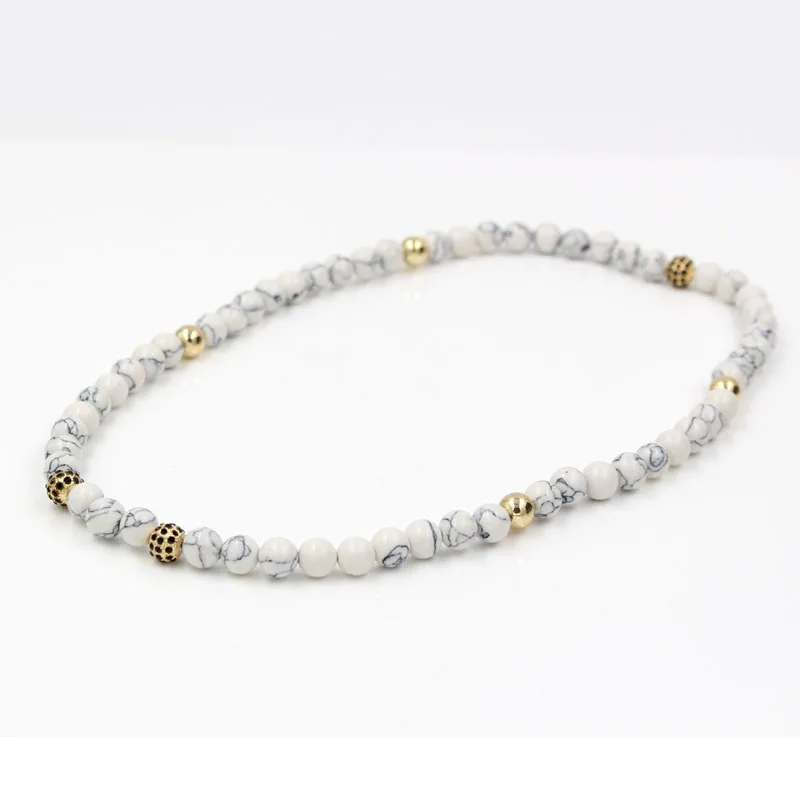 Новый бренд двухслойный натуральный белый howlite камень браслет из бисера для