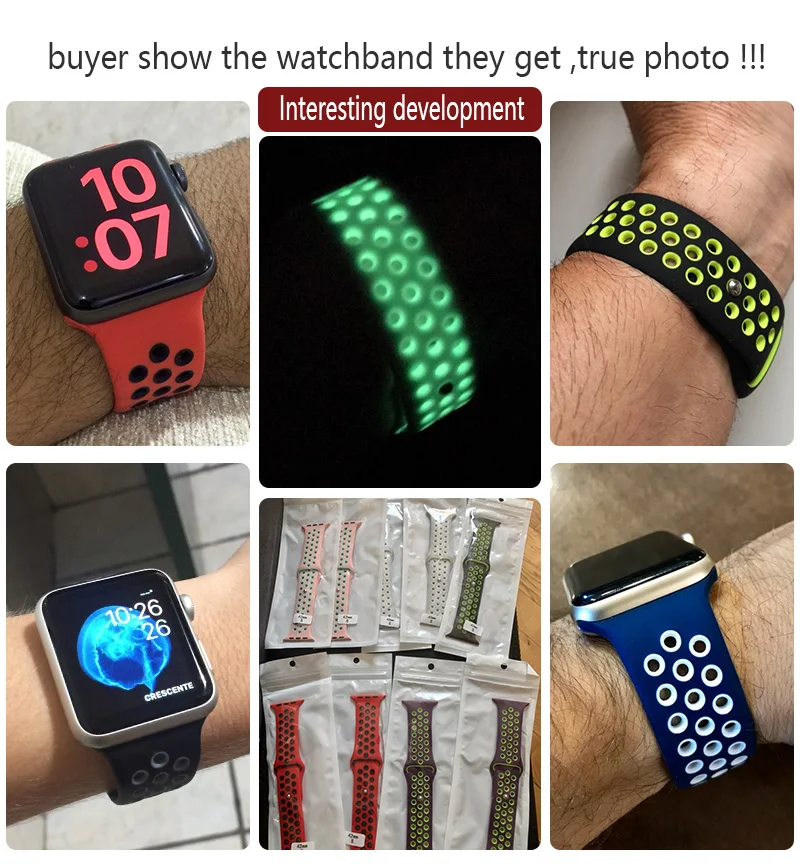 2018 новый бренд Кремния спортивный ремешок красочный наручный для Apple Watch 38 42 мм 40/44