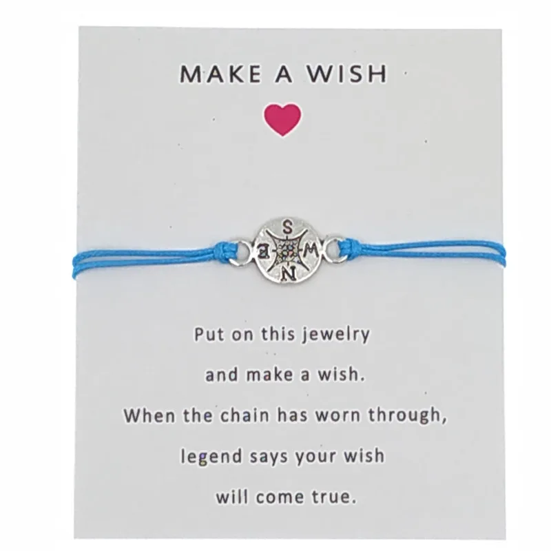 10 шт./лот Make a Wish серебристый компас браслеты с подвесками бабушка внучки тетя мать дочери лучшие друзья подарок для женщин - Окраска металла: B0064
