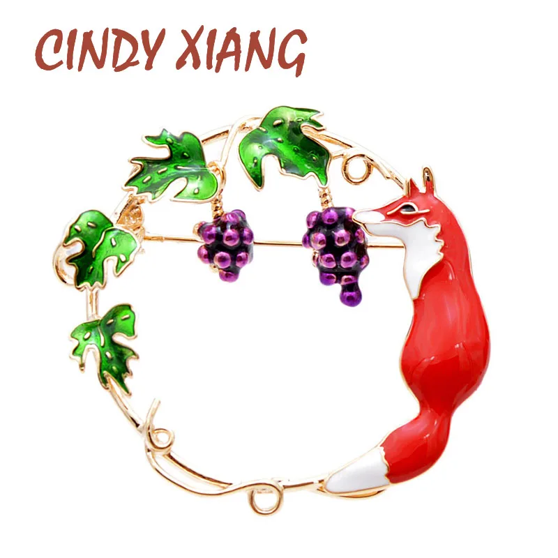 CINDY XIANG 2 цвета на выбор эмаль лиса и броши с дизайном виноград для женщин Милая