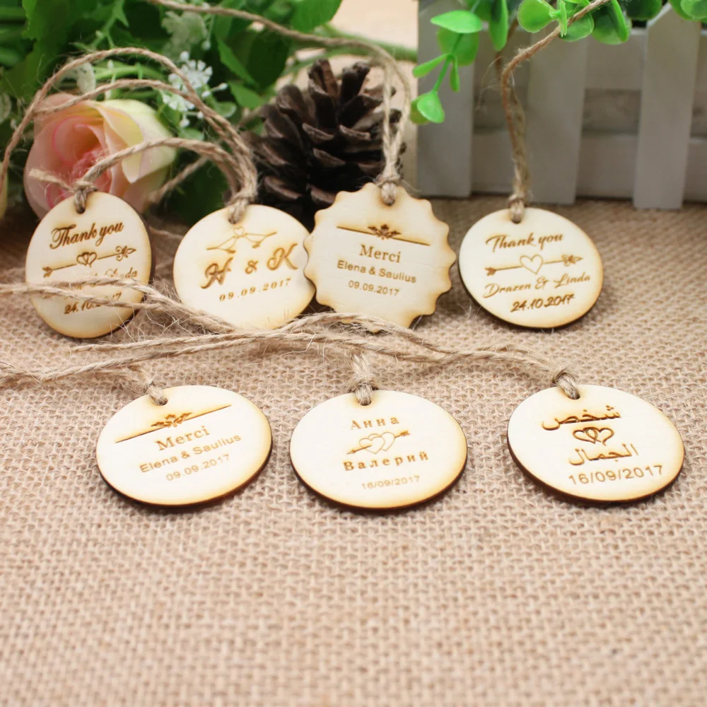 Деревянные бирки с персонализированной гравировкой спасибо для свадьбы