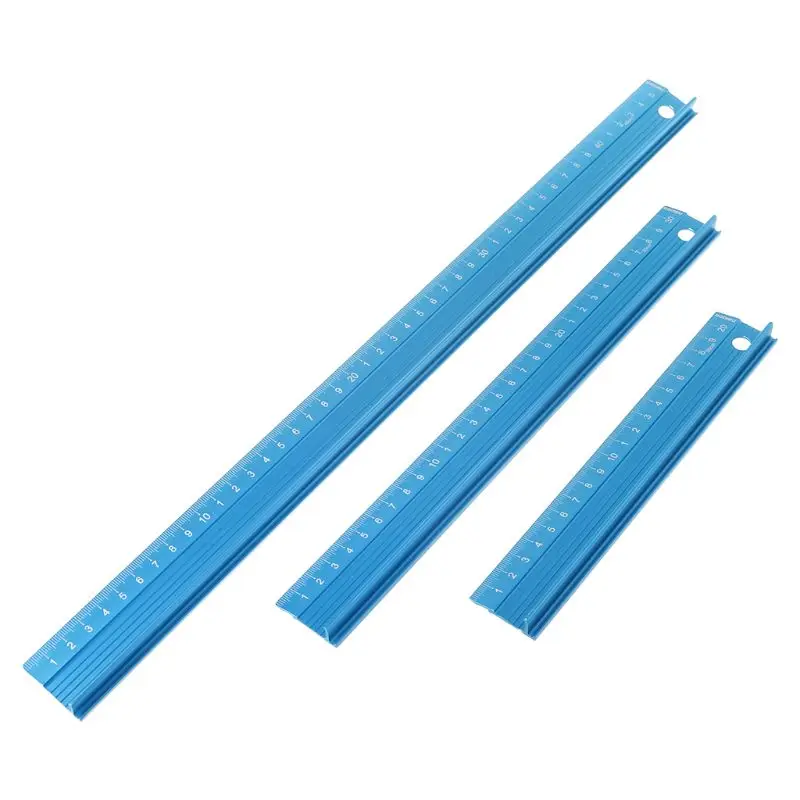 

20/30/45cm Blue Professional Aluminum Alloy Straight Ruler Protective Scale Measuring Engineers Drawing Tool Rulers 3 Sizes