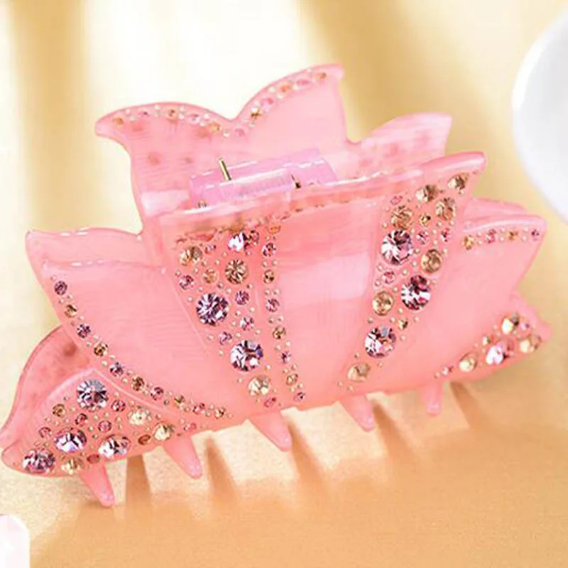 Hair Jaw Claws Rhinestone Barrette Crab Clamp Accessories For Women Long Large hair clip Acrylic crab ornaments Hairpins | Украшения и