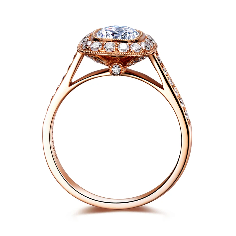 Реальный ZOCAI 0,8 Ct центр Diamond 0,44 Ct боковой бриллиант обручальное женское кольцо с покрытием из розового золота 18 К W02780
