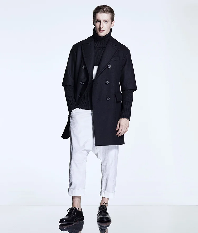 

XS-5XL 2018 мужская одежда мода GD стилист волос средней длины с двойным рядом камней пряжка на ремне, шерстяные coatplus Размер певиц